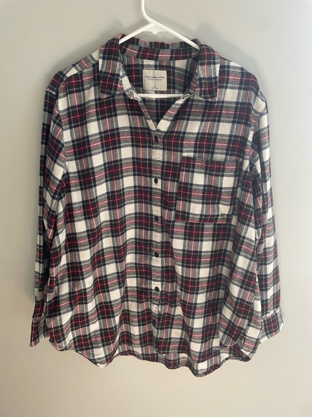 Abercrombie & Fitch Red, Green & Black Plaid Flannel Shirt